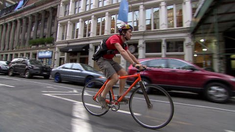 Ein Fahrradkurier in Manhattan