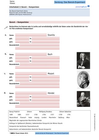 Arbeitsblatt 2: Barock – Komponisten