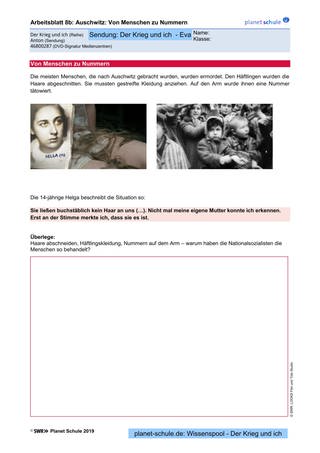 Arbeitsblatt 8b: Konzentrationslager: von Menschen zu Nummern