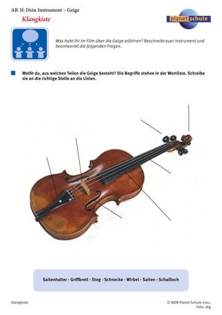 Arbeitsblatt 3f: Dein Instrument: Geige