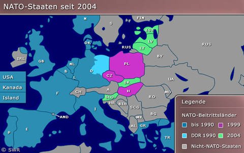 Karte der NATO-Staaten seit 2004.