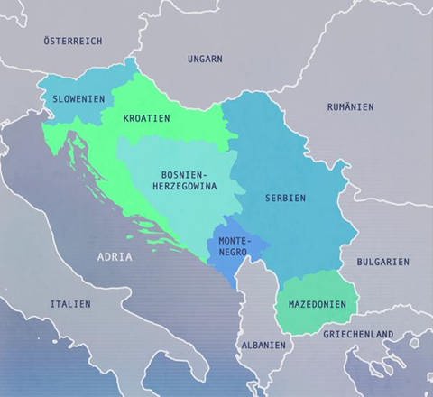 Karte des Balkans.
