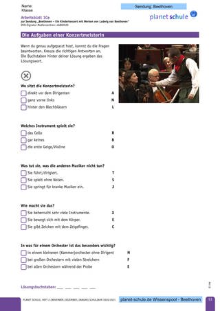 Arbeitsblatt 10a: Die Aufgaben einer Konzertmeisterin