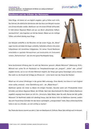 Arbeitsblatt 5a: Beethoven und der Erfinder des Metronoms