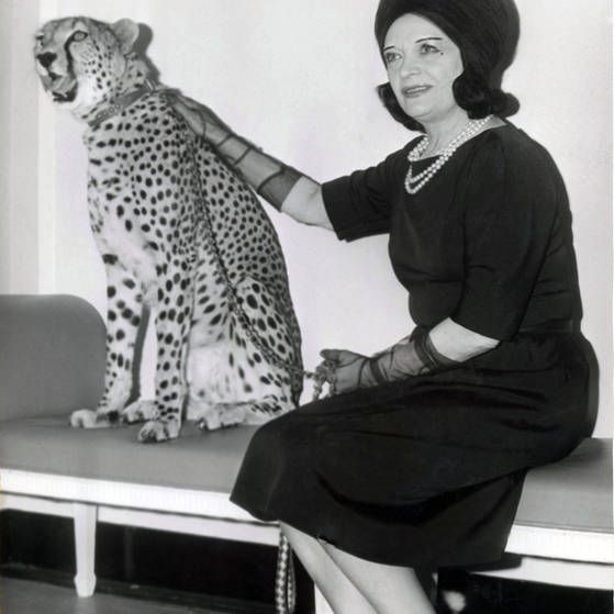 Pola Negri mit dem dreijährigen Geparden Kinna