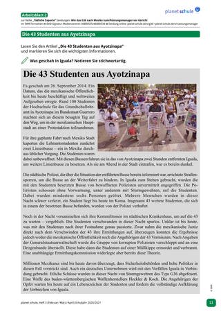 Arbeitsblatt 2: Die 43 Studenten aus Ayotzinapa