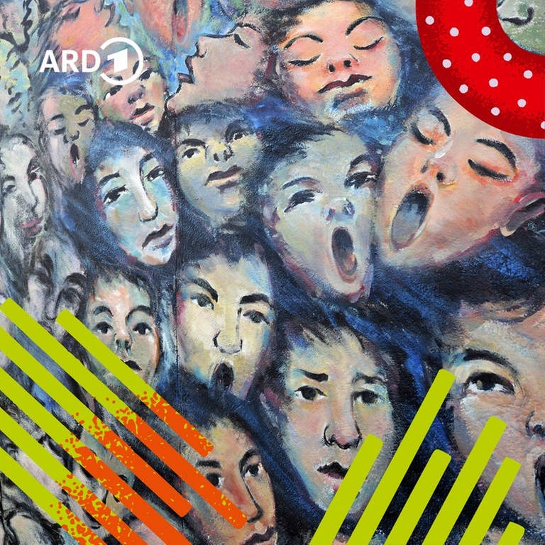 Malerei auf der East Side Galery mit Gesichtern. (Foto: IMAGO / imagebroker/Bildmontage:BR)