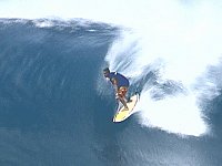 Ein Surfer beim Wellenritt