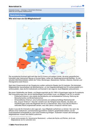Materialblatt 5a: EU: Beitrittskriterien