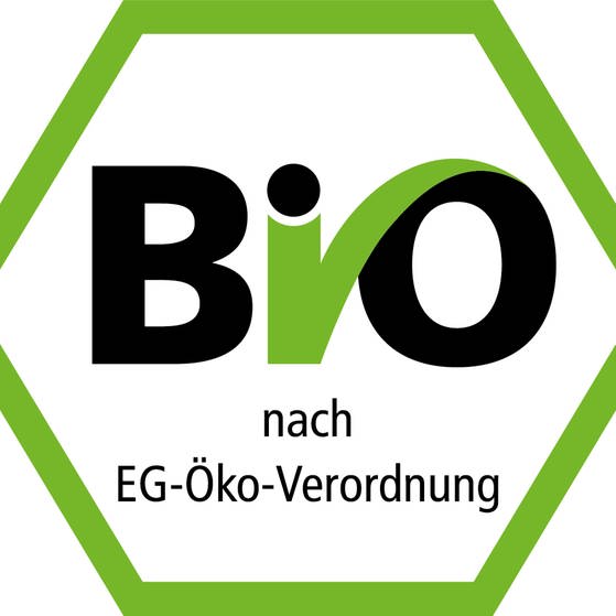 Das Siegel zeigt ein grünes Sechseck, in dem "Bio nach EG-Öko-Verordnung" steht