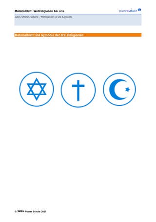 Materialblatt: Die Symbole der drei Religionen