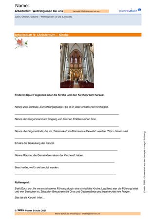 Arbeitsblatt 9: Christentum: Gotteshaus