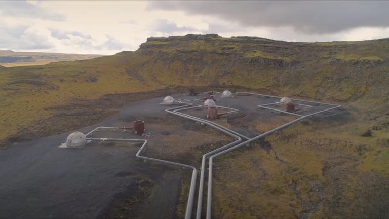 Eine Anlage in Island, die CO2 aus der Luft filtern kann.