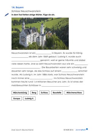 Arbeitsblatt 1a: Schloss Neuschwanstein (Foto: )
