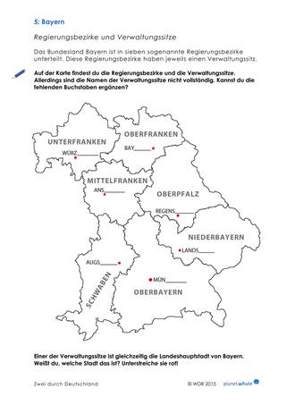 Arbeitsblatt 5: Regierungsbezirke und Verwaltungssitze (Foto: )