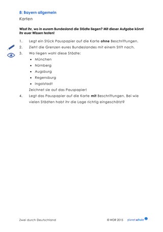 Arbeitsblatt: Kartenarbeit Bayern