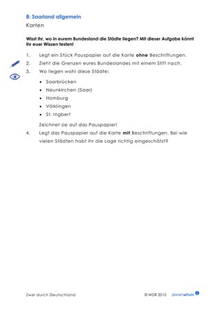 Arbeitsblatt: Kartenarbeit Saarland