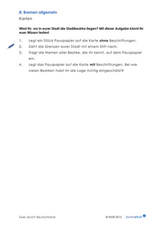 Arbeitsblatt: Kartenarbeit Bremen