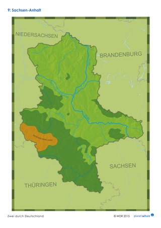 Materialblatt: 2 durch Deutschland: Kartenarbeit Sachsen-Anhalt