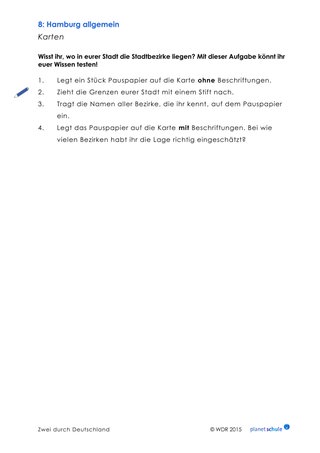 Arbeitsblatt: Kartenarbeit Hamburg