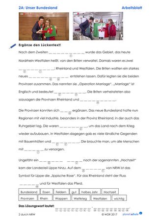 Arbeitsblatt 2A: Text über Nordrhein-Westfalen (Foto: )