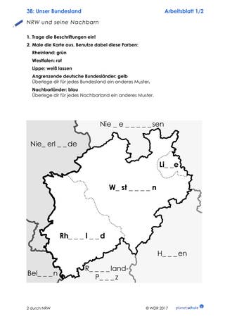 Arbeitsblatt 3B: Karte und Wappen von Nordrhein-Westfalen (Foto: )