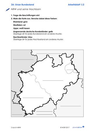 Arbeitsblatt 3A: Karte und Wappen von Nordrhein-Westfalen (Foto: )