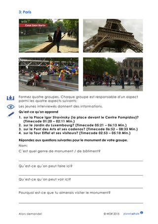 Arbeitsblatt 3: Sehenswürdigkeiten Paris