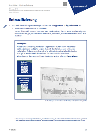 Screenshot Arbeitsblatt 4 Zeitzeugen App Modul 3