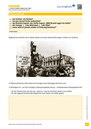 Arbeitsblatt 2: Lenz: Kriegserlebnisse (Foto: )