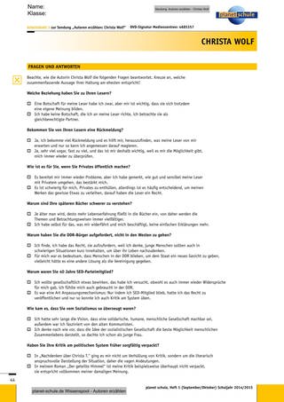 Arbeitsblatt 1: Fragen und Antworten (Foto: )