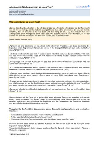 Arbeitsblatt 4: Der erste Satz im Buch