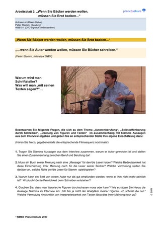 Arbeitsblatt 2: Schriftsteller werden