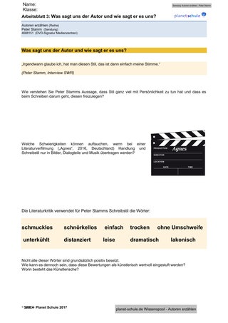 Arbeitsblatt 3: Schreibstil des Autors