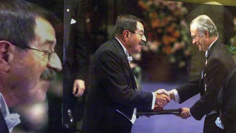 Günter Grass (links) und Schwedens König Carl Gustav.