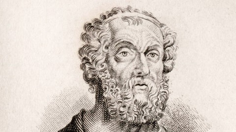 Zeichnung von dem Dichter und Schriftsteller Homer