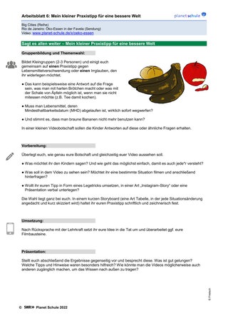 Arbeitsblatt 6: Mein kleiner Praxistipp für eine bessere Welt