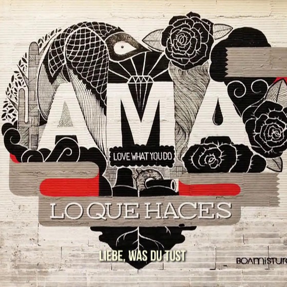 Wandbild in Herzform von Boa Mistura in Madrid.