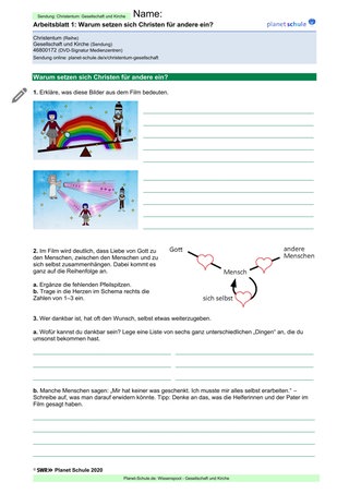 Arbeitsblatt 1: Warum setzen sich Christen für andere ein?