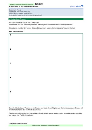Arbeitsblatt 6: Meine Traumkirche