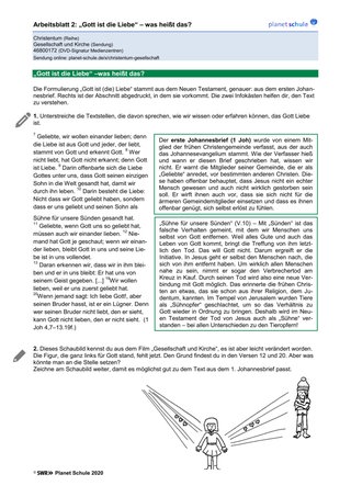Arbeitsblatt 2: Gott ist die Liebe – Was heißt das?