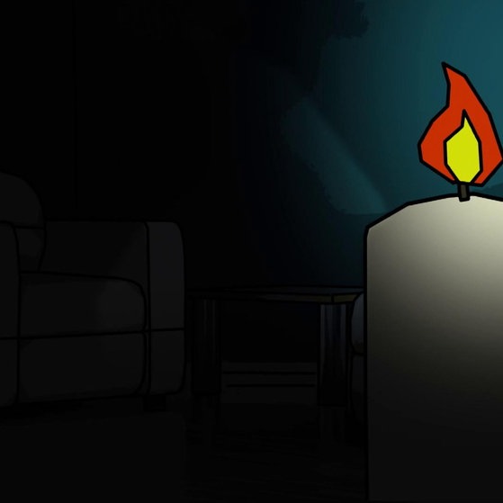 Bild aus Trickfilm: brennende Kerze.