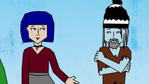 Frau und armer Mann.
