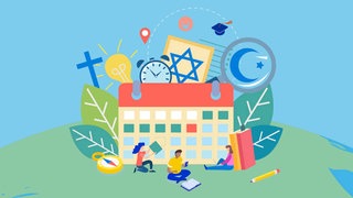 Screenshot aus dem Multimedia-Element der Startseite der Sendereihe "Weltreligionen bei uns"