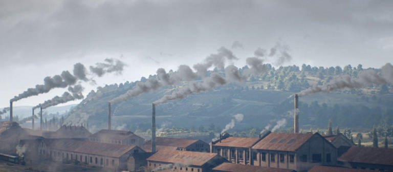 Animation eines Industriegebietes während der Industriellen Revolution. (Foto: SWR – Screenshot aus der Sendung)