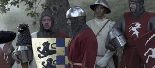 Nachstellung aus dem Mittelalter von 6 Männern