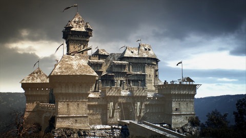 3D-Animation einer Burg.