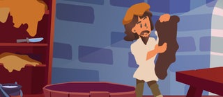 Ein Gerber hält ein Stück Leder prüfend ans Licht