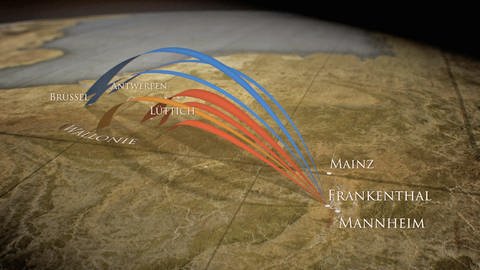 Karte, die Einwanderungsbewegungen zeigt (Foto: SWR - Screenshot aus der Sendung)