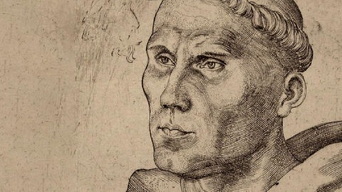 Zeichnung von einem Kopf eines Mönches.